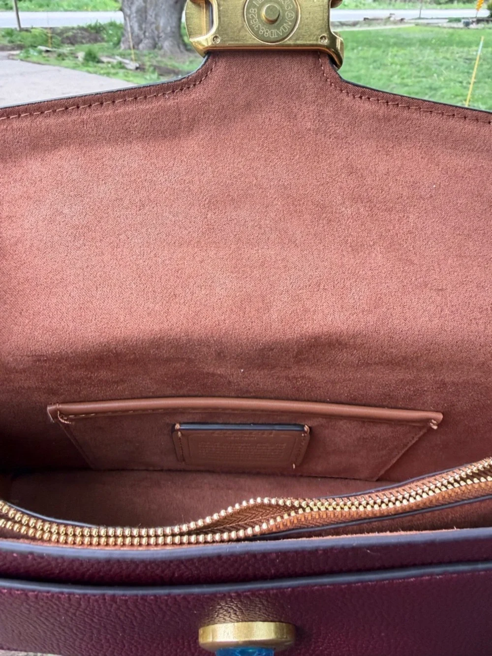 Coach Pebbled Leather Crossbody in Burgundy with Gold Hardware - Picture 8 of 8